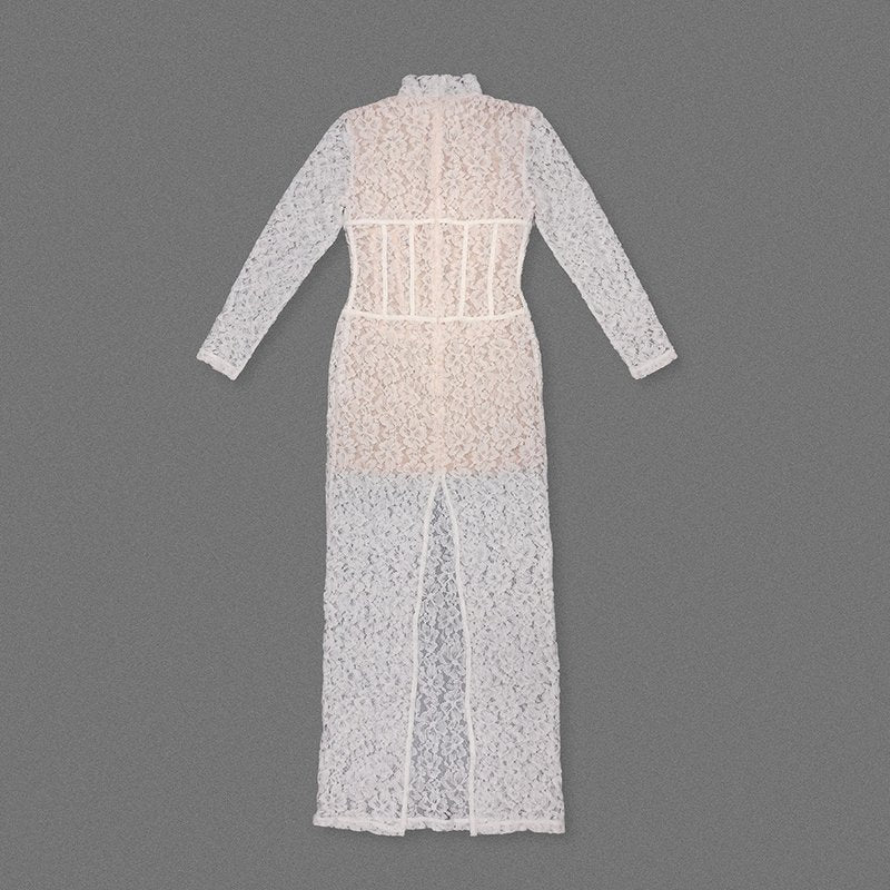 Lace Sheath Long Sleeve Evening Dress H6994