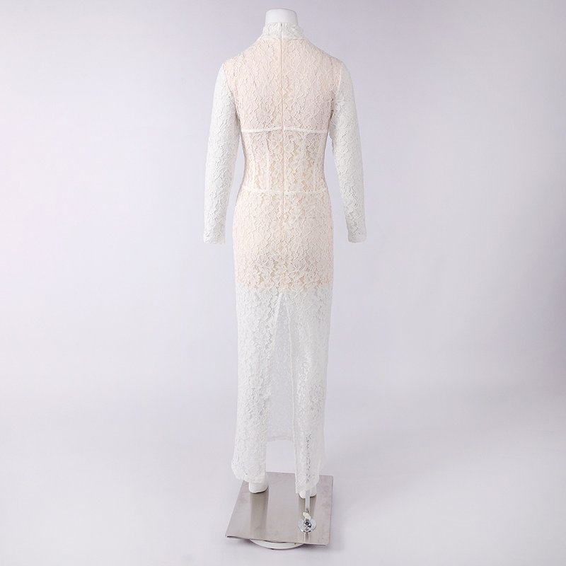 Lace Sheath Long Sleeve Evening Dress H6994