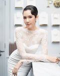 Lace Sleeve Sheer Bodysuit Dress H6005