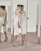 Lace Sleeve Sheer Bodysuit Dress H6005