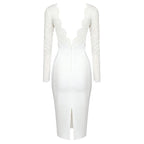 Lace Sleeve Sheer Bodysuit Dress H6005