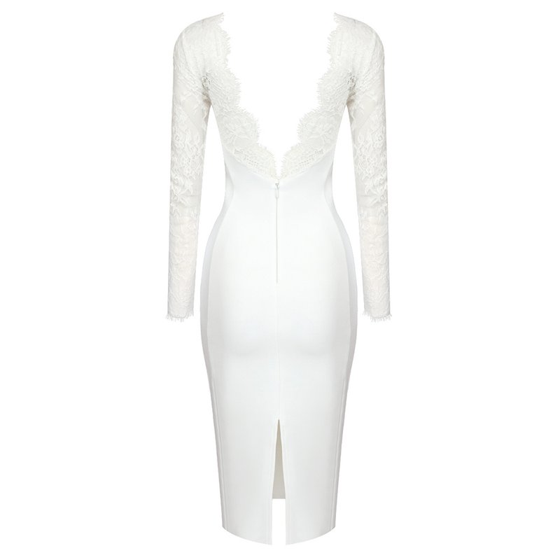 Lace Sleeve Sheer Bodysuit Dress H6005