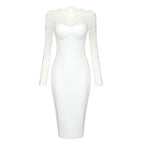 Lace Sleeve Sheer Bodysuit Dress H6005