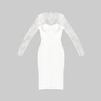 Lace Sleeve Sheer Bodysuit Dress H6005