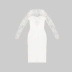 Lace Sleeve Sheer Bodysuit Dress H6005