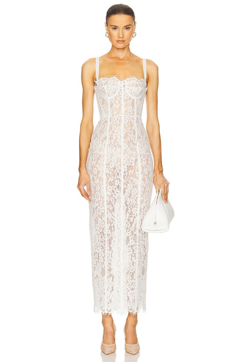 Lace Strapless Sheer Maxi Dress H6761