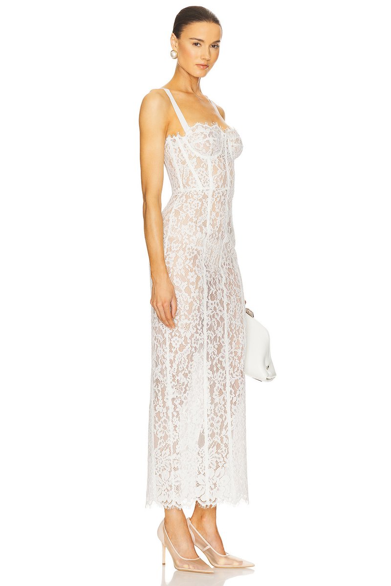 Lace Strapless Sheer Maxi Dress H6761