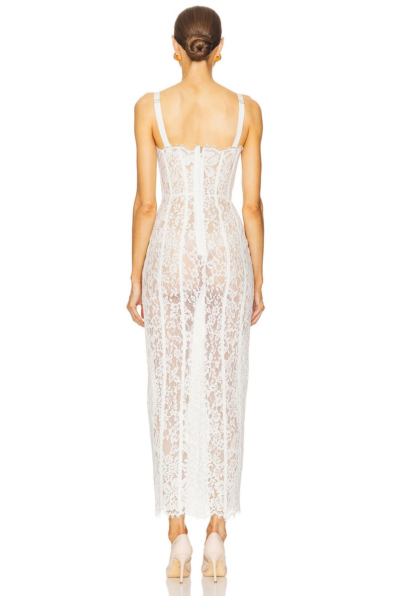 Lace Strapless Sheer Maxi Dress H6761