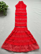 Lace Tiered Halter Mermaid Dress H704