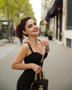 Lace-Up Side Black Bandage Dress H5814