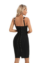 Lace-Up Side Black Bandage Dress H5814