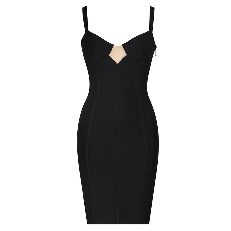 Lace-Up Side Black Bandage Dress H5814