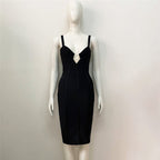 Lace-Up Side Black Bandage Dress H5814