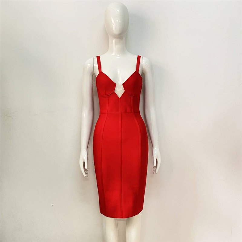 Lace-Up Side Black Bandage Dress H5814