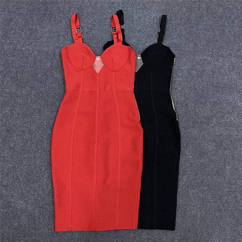 Lace-Up Side Black Bandage Dress H5814