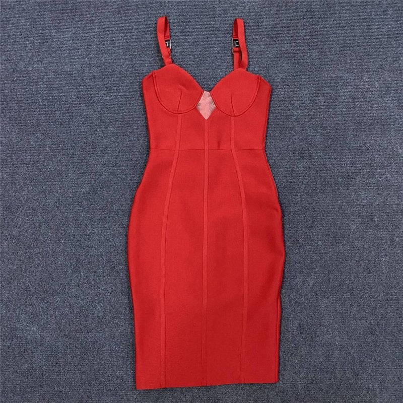 Lace-Up Side Black Bandage Dress H5814
