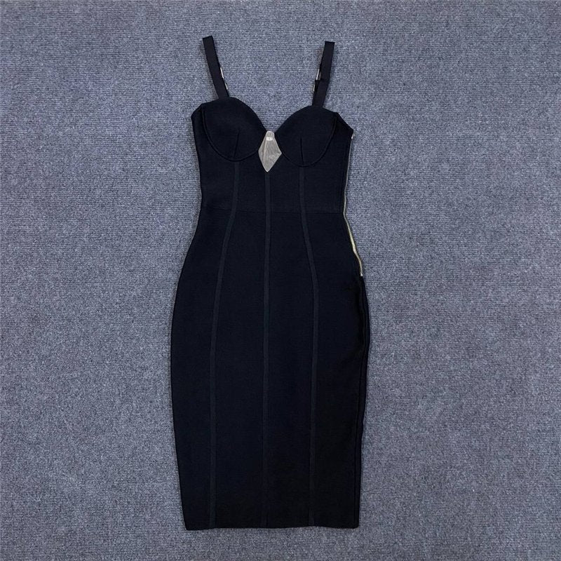 Lace-Up Side Black Bandage Dress H5814