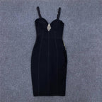 Lace-Up Side Black Bandage Dress H5814