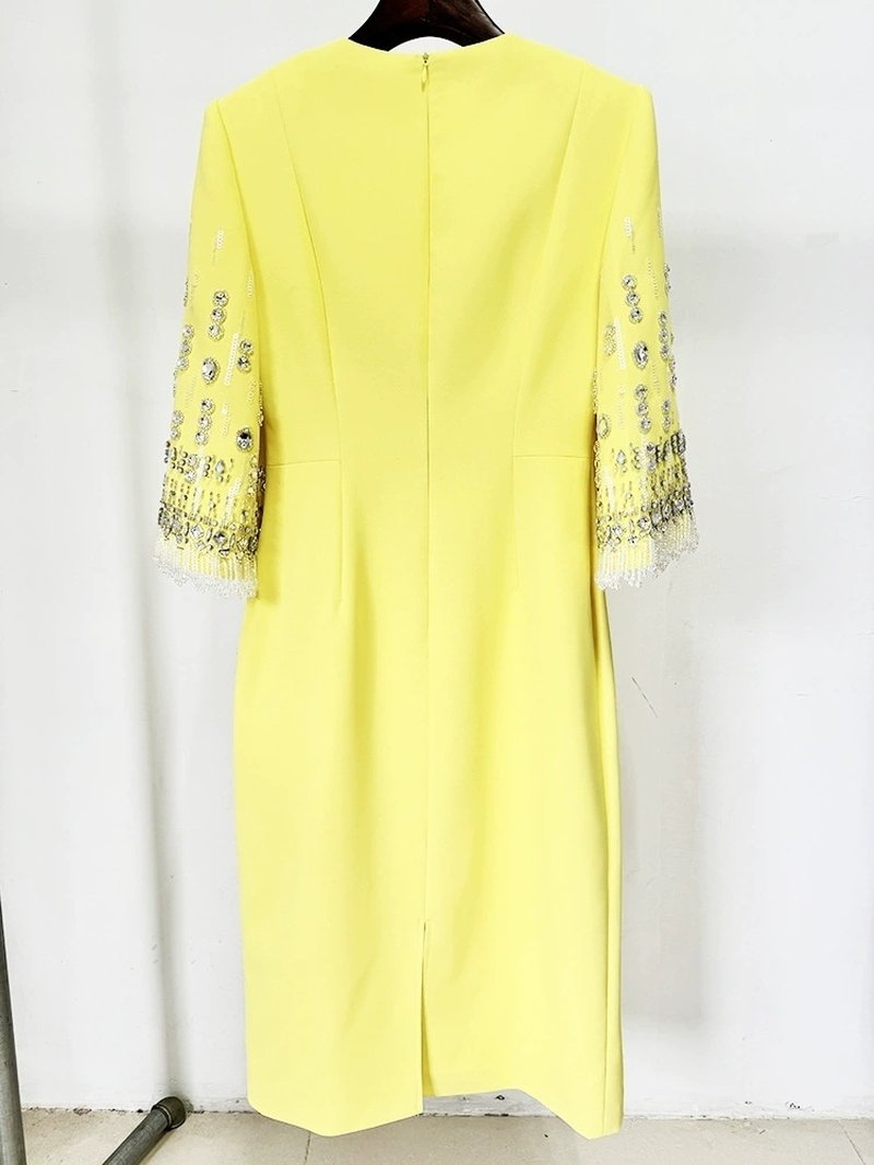 Lavender Beaded Sleeve Midi Dress H6598