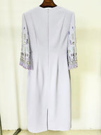 Lavender Beaded Sleeve Midi Dress H6598
