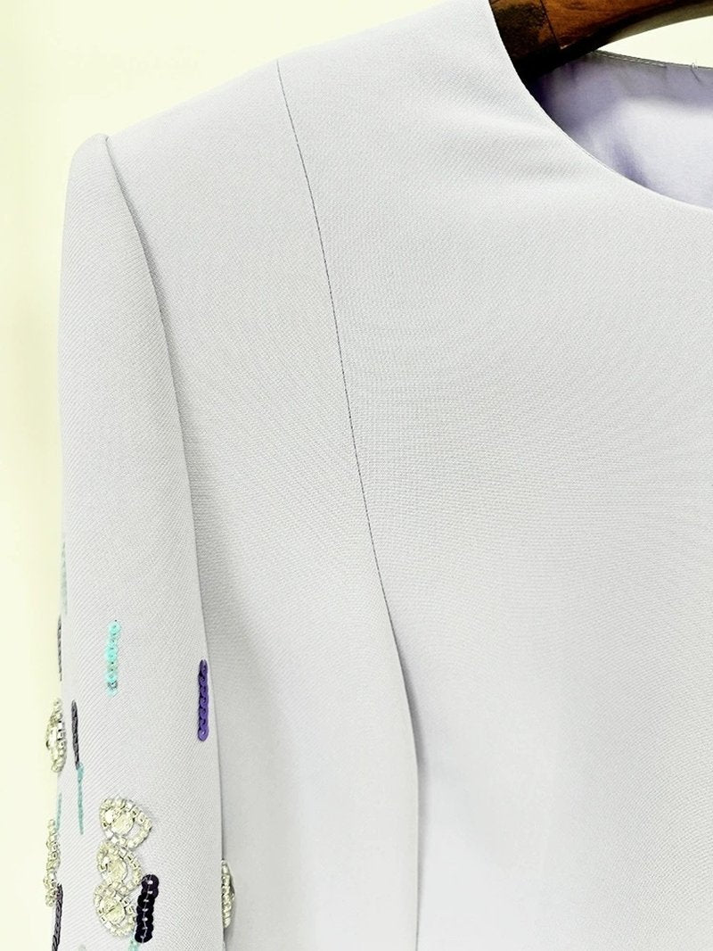 Lavender Beaded Sleeve Midi Dress H6598