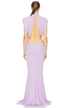 Lavender Cutout Back Maxi Dress with Black Bow H6765