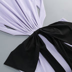 Lavender Cutout Back Maxi Dress with Black Bow H6765