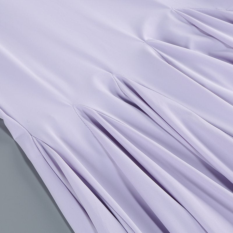 Lavender Cutout Back Maxi Dress with Black Bow H6765