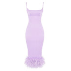 Lavender Feather Hem Bandage Dress H5555
