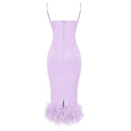 Lavender Feather Hem Bandage Dress H5555