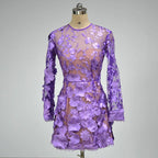 Lavender Floral Embroidered Mini Dress H6681