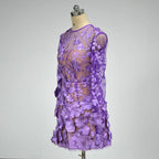 Lavender Floral Embroidered Mini Dress H6681
