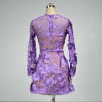 Lavender Floral Embroidered Mini Dress H6681
