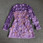 Lavender Floral Embroidered Mini Dress H6681