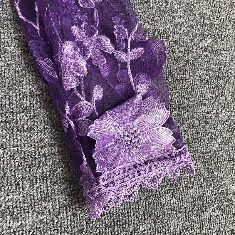 Lavender Floral Embroidered Mini Dress H6681