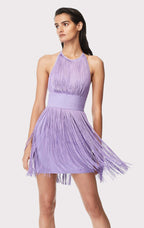 Lavender Fringe Halter Mini Dress H4947