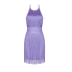 Lavender Fringe Halter Mini Dress H4947