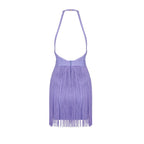 Lavender Fringe Halter Mini Dress H4947