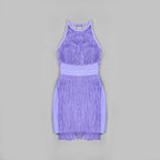 Lavender Fringe Halter Mini Dress H4947
