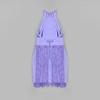 Lavender Fringe Halter Mini Dress H4947
