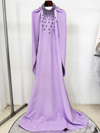 Lavender Halter Beaded Cape Gown H7002