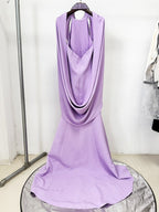 Lavender Halter Beaded Cape Gown H7002