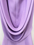 Lavender Halter Beaded Cape Gown H7002