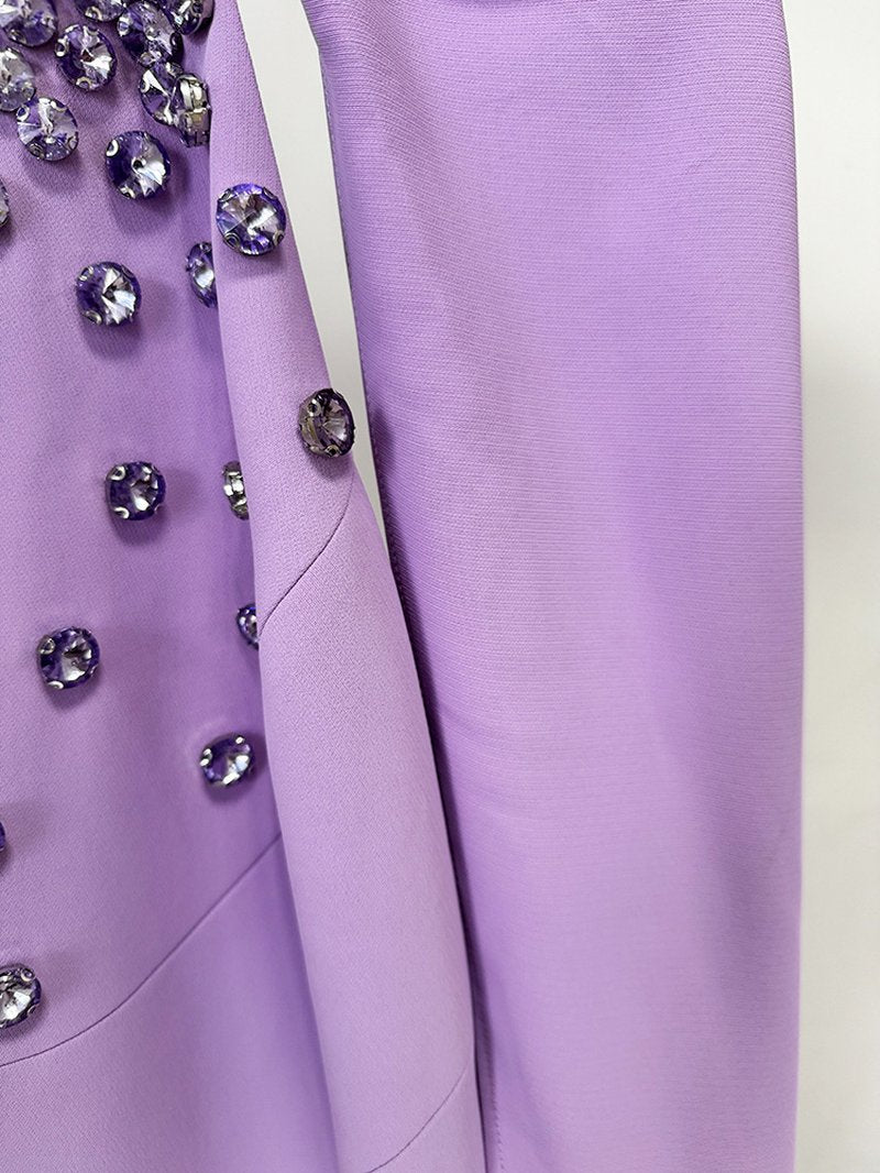Lavender Halter Beaded Cape Gown H7002