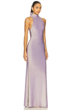 Lavender High Neck Glitter Maxi Dress H7093