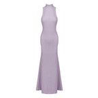 Lavender High Neck Glitter Maxi Dress H7093