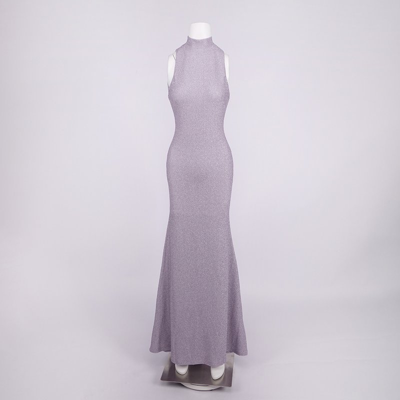 Lavender High Neck Glitter Maxi Dress H7093