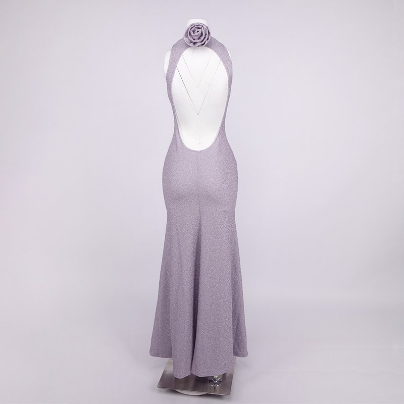 Lavender High Neck Glitter Maxi Dress H7093