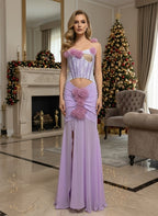 Lavender Rose Embellished Corset Gown H7062