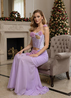Lavender Rose Embellished Corset Gown H7062
